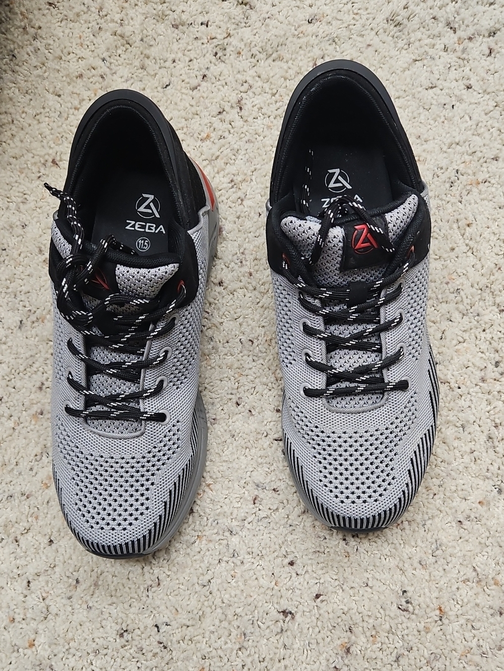 Men's Zeba Lightweight Knit Athletic Sneakers - Gray & Black with Red Accent
